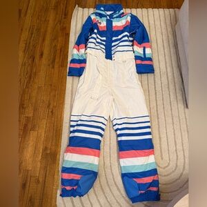 Tipsy Elves Retro Ski Suit with Blue and White Accents